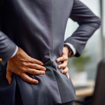 Mężczyzna z bólem odcinka lędźwiowego kręgosłupa